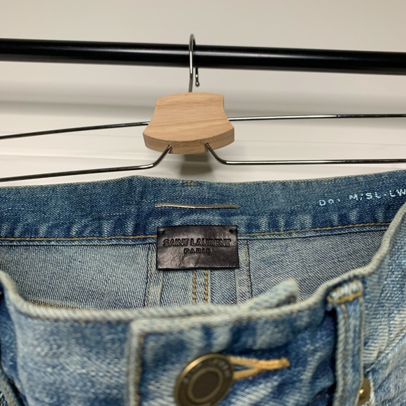 Saint Laurent Ripped Blue Denim Pants - Picture 8 of 11